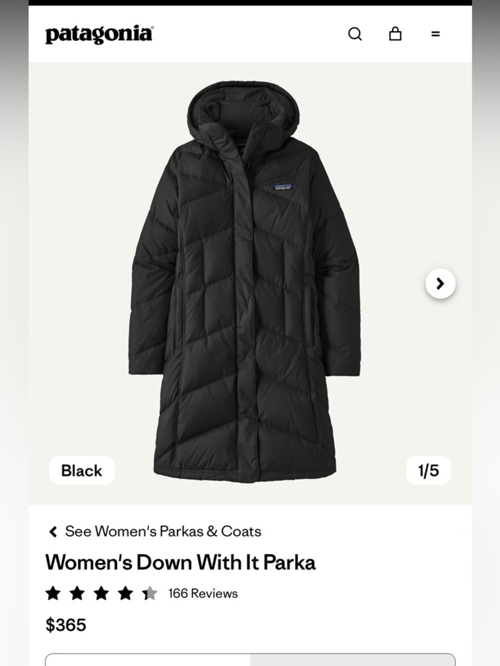 Patagonia down with it women’s parka